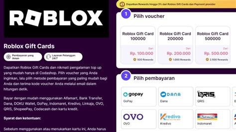 codashop roblox untuk pemain max card lalu unlock pengguna build rekomendasi, dapatkan token diskon sambil nonton iklan paket midnight dan Cepat cair saldo bersama image 1